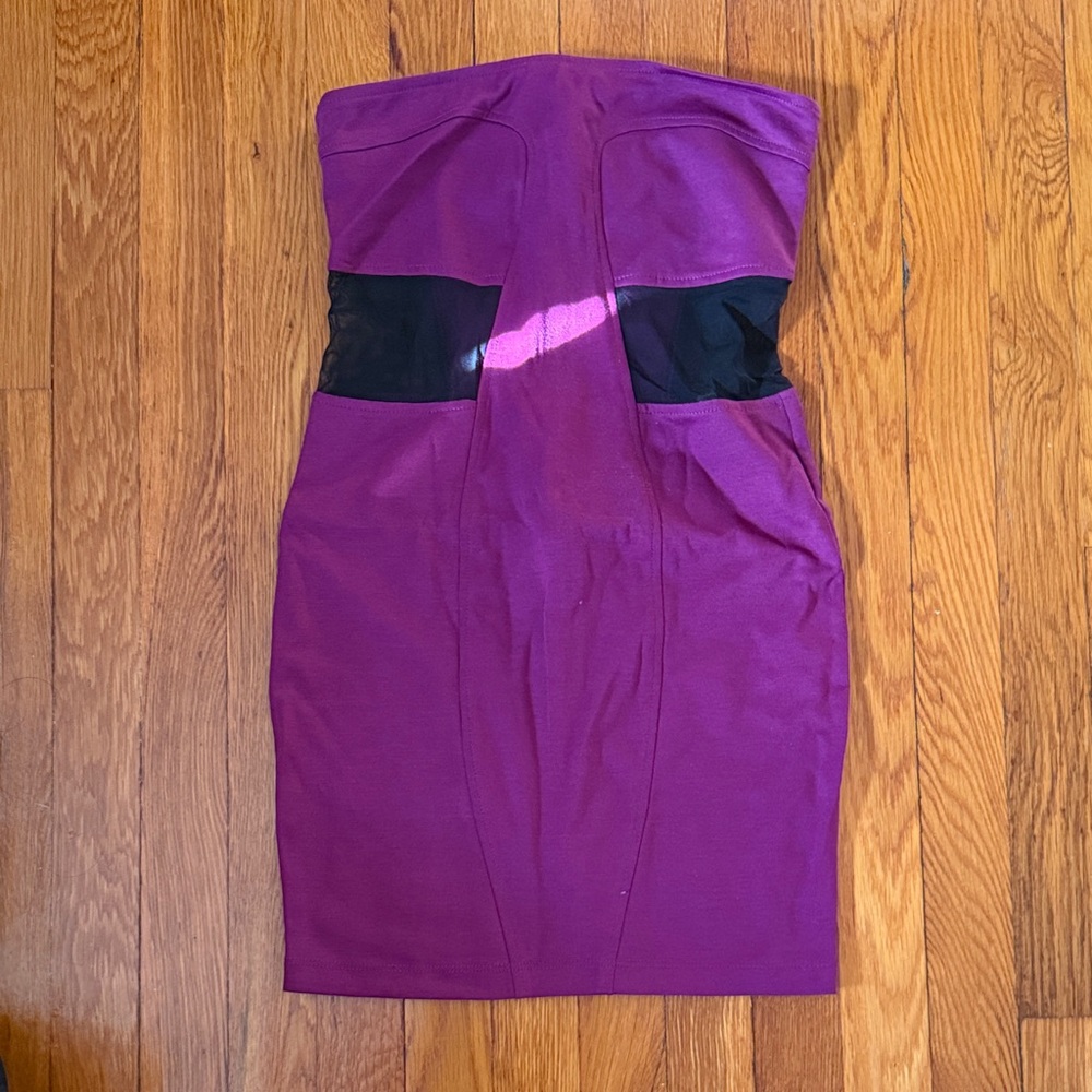 ASOS Strapless Plum Sheath Dress with Black Insets